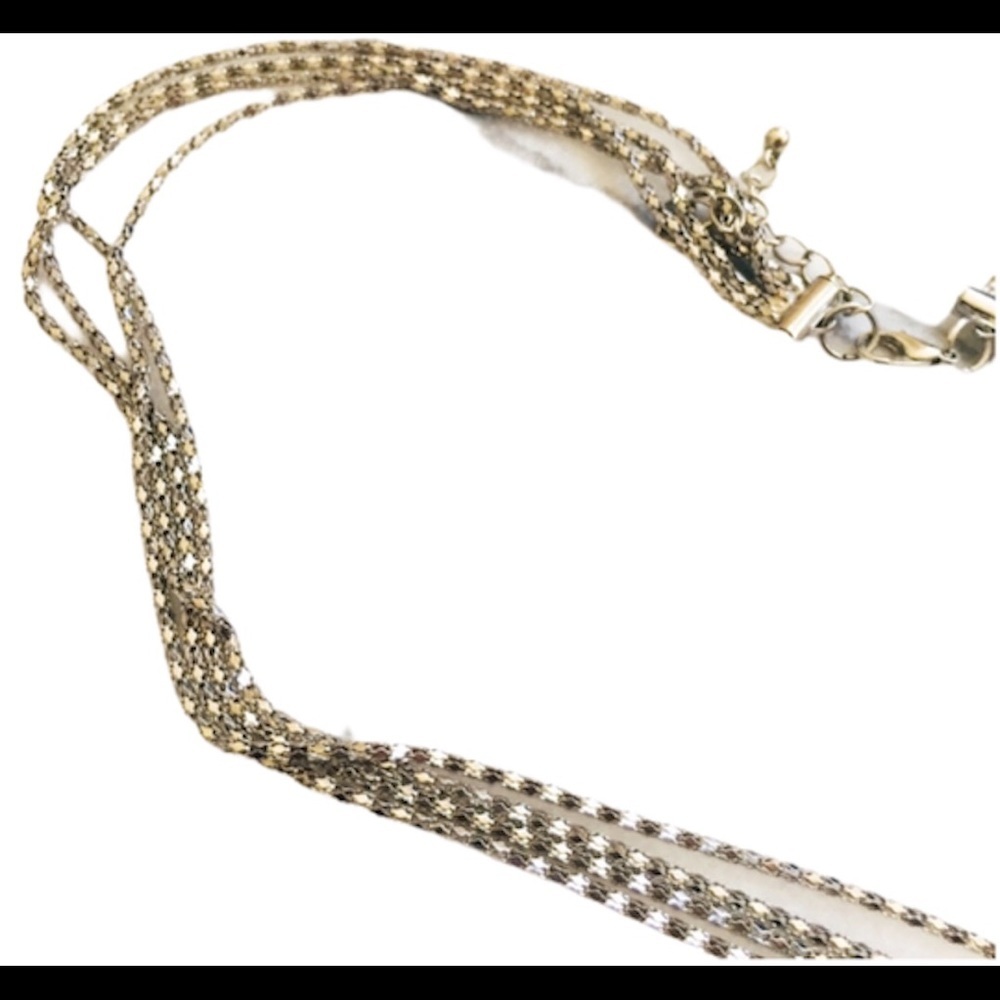 Silver Tone Knotted Chain Multilayer Geometric Boho Statement Necklace OS - Picture 4 of 5